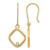 14K Yellow Gold with Rhodium Polished Cubic Zirconia Square Dangle French Wire Earrings, 36 mm