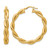 14K Yellow Gold Polished and Textured Twisted Round Hoop Earrings, 39 mm