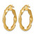 14K Yellow Gold Polished and Textured Round Hoop Earrings, 26.2 mm - View 2
