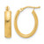 14K Yellow Gold Polished and Textured Oval Hoop Earrings, 19.01 mm