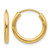 14K Yellow Gold Polished Round Endless 2 mm Hoop Earrings, 15 mm Long