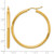 14K Yellow Gold Polished 3 mm Polished Hoop Earrings, 45 mm Long - View 5