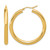 14K Yellow Gold Polished 4 mm Polished Hoop Earrings, 40 mm Long