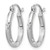 Rhodium-Plated 14K White Gold Hollow Satin and Diamond-Cut 2 mm Round Hoop Earrings, 15 mm Long - View 2