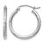 Rhodium-Plated 14K White Gold Hollow Satin and Diamond-Cut 2 mm Round Hoop Earrings, 20 mm Long