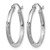 Rhodium-Plated 14K White Gold Hollow Satin and Diamond-Cut 2 mm Round Hoop Earrings, 20 mm Long - View 2