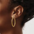 14K Yellow Gold Hollow Satin and Diamond-Cut 2 mm Round Tube Hoop Earrings, 30 mm Long - View 3
