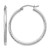 Rhodium-Plated 14K White Gold Hollow Satin and Diamond-Cut 2 mm Round Hoop Earrings, 30 mm Long