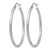 Rhodium-Plated 14K White Gold Hollow Satin and Diamond-Cut 2 mm Round Hoop Earrings, 35 mm Long - View 2