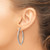 Rhodium-Plated 14K White Gold Hollow Satin and Diamond-Cut 2 mm Round Hoop Earrings, 35 mm Long - View 3