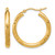 14K Yellow Gold Hollow Satin and Diamond-Cut 3 mm Round Hoop Earrings, 25 mm Long
