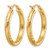 14K Yellow Gold Hollow Satin and Diamond-Cut 3 mm Round Hoop Earrings, 25 mm Long - View 4