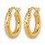 14K Yellow Gold Hollow Diamond-Cut 3 mm Round Hoop Earrings, 16 mm Long - View 2