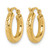 14K Yellow Gold Hollow Diamond-Cut 3 mm Round Hoop Earrings, 16 mm Long - View 4