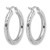 Rhodium-Plated 14K White Gold Hollow Diamond-Cut 3 mm Round Hoop Earrings, 25 mm Long - View 4
