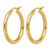 14K Yellow Gold Hollow Diamond-Cut 3 mm Round Hoop Earrings, 30 mm Long - View 2