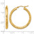 14K Yellow Gold Hollow Diamond-Cut 3 mm Round Hoop Earrings, 30 mm Long - View 5
