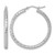 Rhodium-Plated 14K White Gold Hollow Diamond-Cut 3 mm Round Hoop Earrings, 35 mm Long