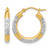 14K Yellow Gold with Rhodium Diamond Cut 3 mm Hoop Earrings, 20 mm Long