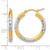 14K Yellow Gold with Rhodium Diamond Cut 3 mm Hoop Earrings, 25 mm Long - View 5