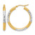 14K Yellow Gold with Rhodium Diamond Cut 3 mm Hoop Earrings, 30 mm Long