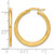 14K Yellow Gold Hollow Polished and Scratch Finish Round Hoop Earrings, 27 mm - View 4
