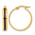 14K Yellow Gold Polished with Black Enamel Hoop Earrings, 23.6 mm