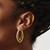 14K Yellow Gold Polished and Textured Triple Row Hoop Earrings, 33 mm - View 3