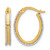 Rhodium-Plated 14K Two-Tone Gold Hollow Polished and Diamond-Cut Oval Hoop Earrings, 20.25 mm