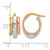 14K Yellow Gold Hollow with White Rhodium and Rose Gold Plating Polished 3 Row Oval Hoop Earrings, 18 mm - View 4