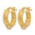 14K Yellow Gold Polished and Textured 3-Row J-Hoop Post Earrings, 19.4 mm - View 2