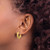 14K Yellow Gold Polished and Textured 3-Row J-Hoop Post Earrings, 19.4 mm - View 3