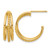 14K Yellow Gold Hollow Polished and Textured 3-Row Round J-Hoop Post Earrings, 19.75 mm