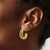 14K Yellow Gold Hollow Polished and Textured 3-Row Round J-Hoop Post Earrings, 19.75 mm - View 3