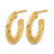 14K Yellow Gold Hollow Polished and Textured J-Hoop Post Earrings, 18 mm - View 2