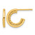 14K Yellow Gold Hollow Polished and Textured J-Hoop Post Earrings, 13.5 mm