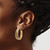 14K Yellow Gold with White Rhodium and Diamond-Cut 3-Row Round J-Hoop Post Earrings, 28 mm - View 3