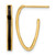 14K Yellow Gold Polished with Black Enamel Oval J-Hoop Post Earrings, 22 mm