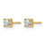 14K Yellow Gold with Rhodium Polished and Diamond-Cut Stud Earrings, 4 mm - View 2
