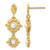 14K Yellow Gold Hollow Polished Cultured Freshwater Pearl Flower Post Dangle Earrings, 30 mm