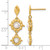14K Yellow Gold Hollow Polished Cultured Freshwater Pearl Flower Post Dangle Earrings, 30 mm - View 4