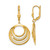 14K Yellow Gold Hollow Polished and Diamond-Cut Circles Dangle Leverback Drop Earrings, 36.4 mm