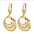 14K Yellow Gold Hollow Polished and Diamond-Cut Circles Dangle Leverback Drop Earrings, 36.4 mm - View 2