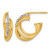 14K Yellow Gold Hollow Polished Crystal J-Hoop Post Earrings, 17 mm