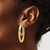 14K Yellow Gold Hollow with White Rhodium Polished with Crystal Oval Drop Post Hoop Earrings, 36.3 mm - View 3