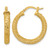 14K Yellow Gold Hollow Polished and Textured Hoop Earrings, 25.5 mm