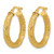 14K Yellow Gold Hollow Polished and Textured Hoop Earrings, 25.5 mm - View 2