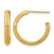 14K Yellow Gold Polished and Textured Round J-Hoop Earrings, 21 mm