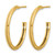 14K Yellow Gold Polished and Textured Round J-Hoop Earrings, 30 mm - View 2