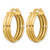 14K Yellow Gold Polished and Textured Round Hoop Earrings, 26 mm - View 2